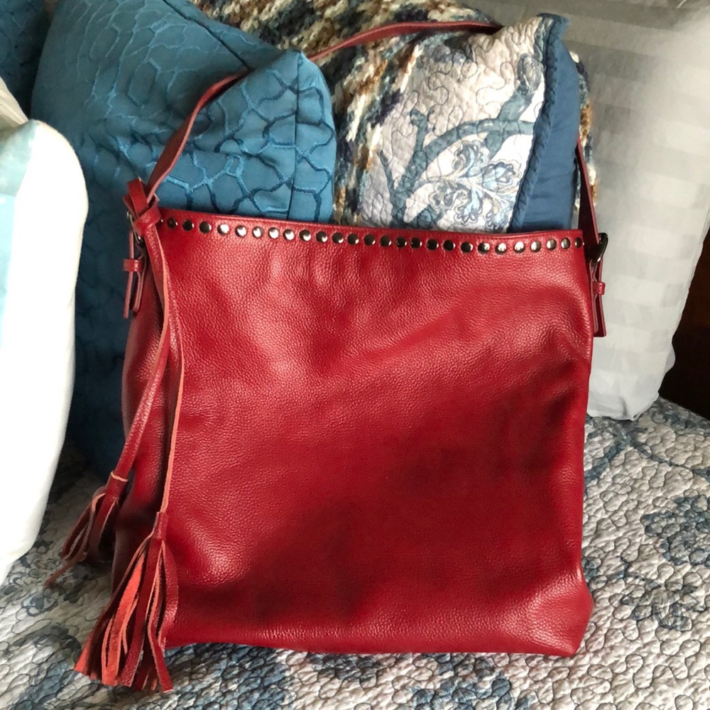 Preowned LAGGO Studded Leather Shoulder Hobo Bag